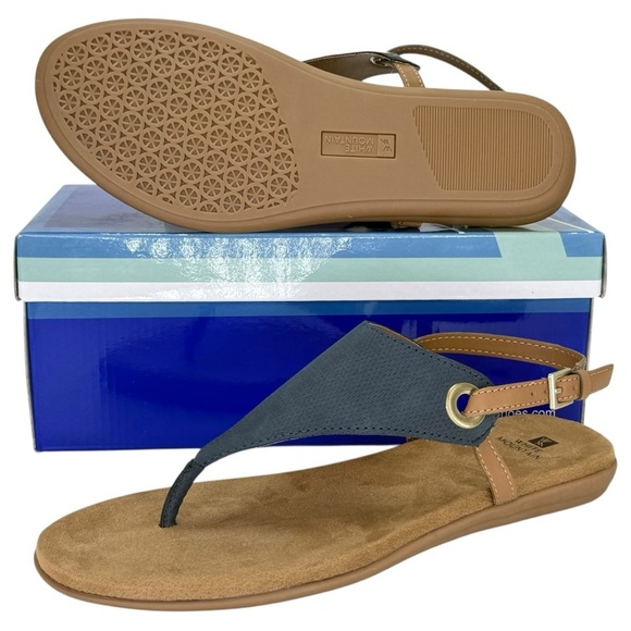 White Mountain London Navy Faux Leather Womens Thong Sandals Size 10M - Picture 11 of 12
